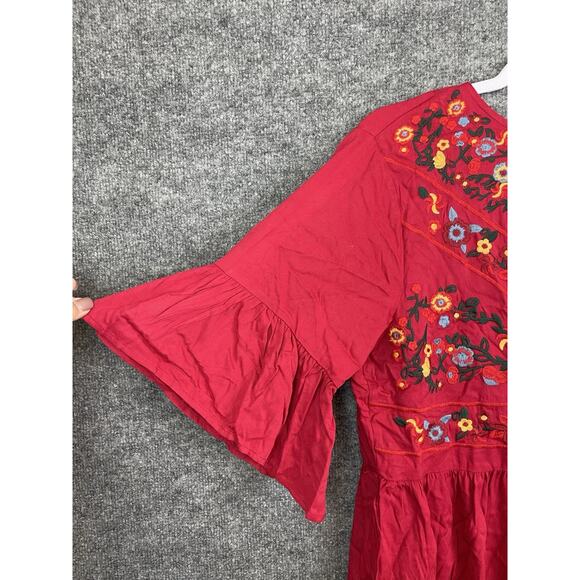 KIRUNDO Women's 2024 Summer Boho Floral Embroidered Mini Babydoll Dress Large - Picture 3 of 9